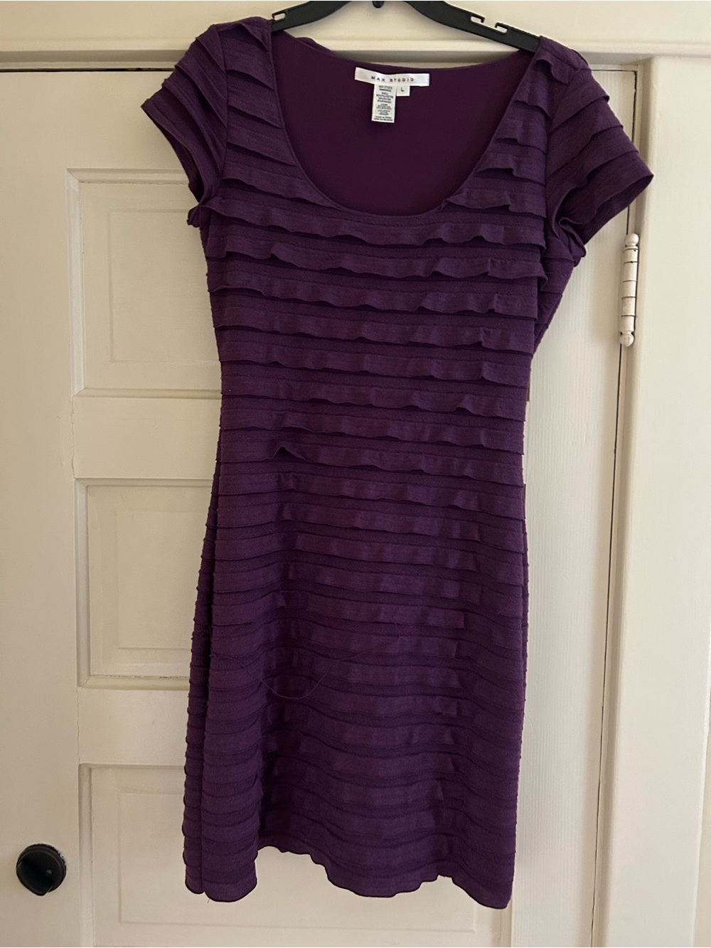 Max Studio Deep Purple Layered Scoop-Neck A-Line Dress